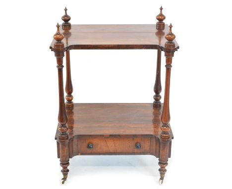 Victorian Rosewood Whatnot Victorian rosewood two-tier whatnot, shaped rectangular top raised on four turned supports each su