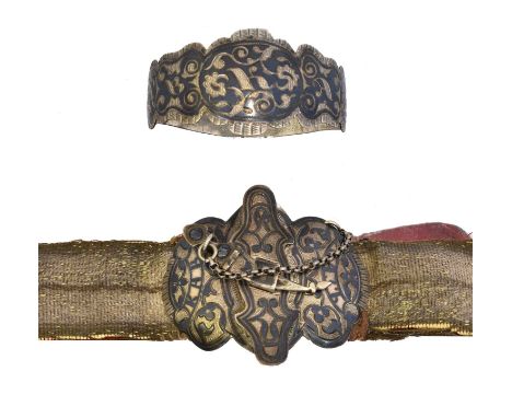 A selection of 19th century Russian niello silver, A selection of 19th century Russian niello silver, to include a belt and a