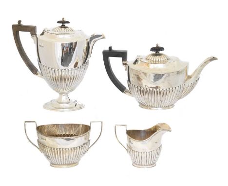 A George V silver four piece tea set, A George V silver four piece tea set, Fenton Brothers Ltd, Sheffield, 1920, gross weigh