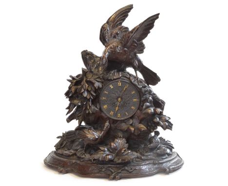 Late 19th Century Black Forest Mantel Clock Late 19th century Black Forest mantel clock, French 8-day Japy Freres movement st