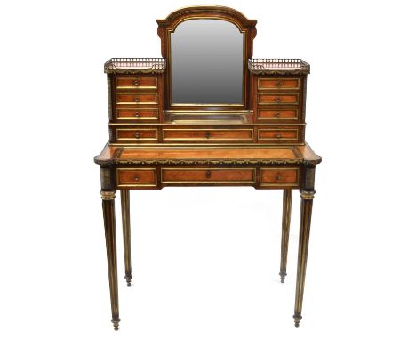 French Writing desk by Edwards &amp; Roberts Late Victorian French kingwood writing desk stamped Edwards &amp; Roberts, centr