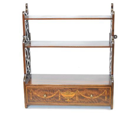 Edwardian Chippendale Style Mahogany Wall Shelf Edwardian Chippendale style mahogany waterfall wall shelf, pierced fretwork s