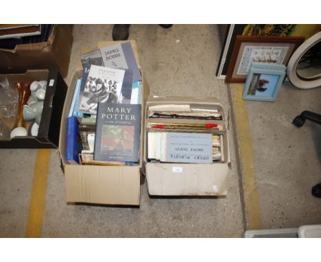 Two boxes of various books to include Two Penny Whistles, A Recorder, Mary Potter a Life of Painting
