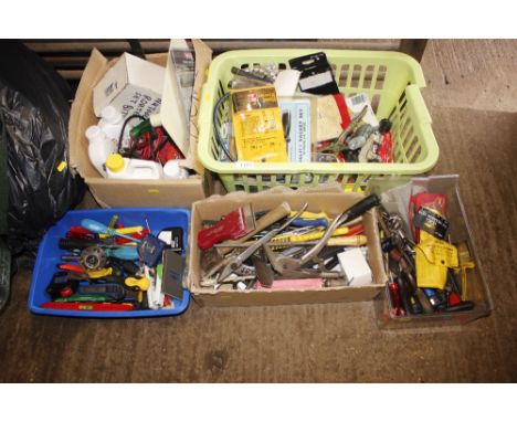 Five trays of various tools and accessories 