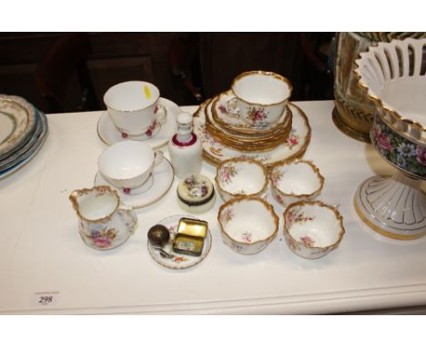 A quantity of Hammersley teaware; a Victorian breakfast cup and saucer; a smaller similar; scent bottle; patch box; a brass s