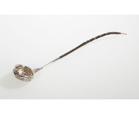 VICTORIAN SCOTTISH SILVER PUNCH LADLE
maker probably William Clarke Shaw, Glasgow 1843, with floral scrolling chased bowl and