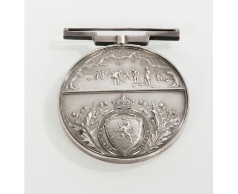 19TH CENTURY CURLING MEDAL
without hallmarks, awarded by 'Royal Caledonian Curling Clubm Instituted 25 July 1838' District Me