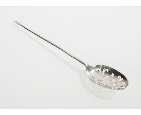 18TH CENTURY SILVER CADDY SPOON
possibly maker Benjamin West, active London circa 1739-1750, with pierced bowl and spear head
