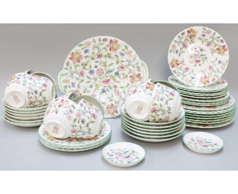 A Minton Porcelain Haddon Hall Part Tea Set (one tray)Provenance: Dutton Manor, Lancashire  Many pieces marked as 2nd quality