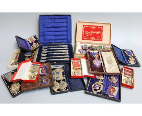 A Collection of Enamelled Silver and Silver Gilt Jewels, relating to The Royal Antediluvian Order of Buffaloes, variously for