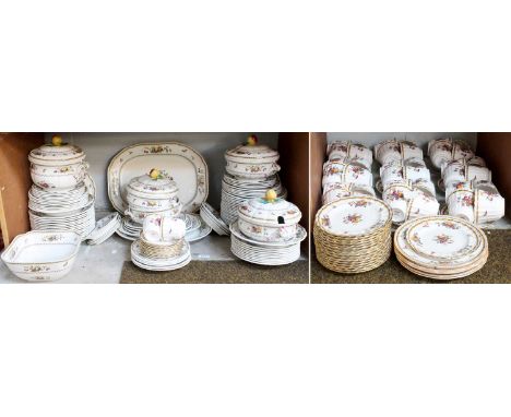 A Copeland Spode Dinner Service in the Rockingham Pattern, including tureens and serving dishes; together with a Spode Harves