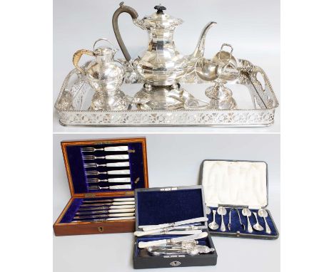 A Collection of Assorted Silver and Silver Plate, including a sugar-bowl and scoop, in the form of a coal scuttle; an Old Eng