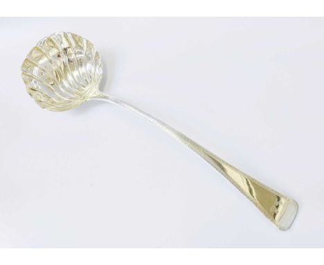 A William IV Silver Soup-Ladle, by Jonathan Hayne, London, 1835, Old English pattern with feather edge and engraved with a cr