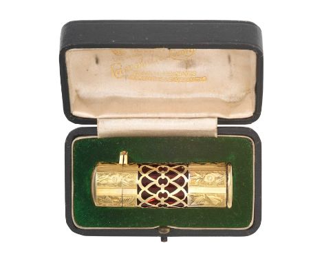 A Cased Edward VII Silver-Gilt Mounted Ruby Glass Scent-Bottle, by George Edwin Walton, Birmingham, 1902, Retailed by Campbel