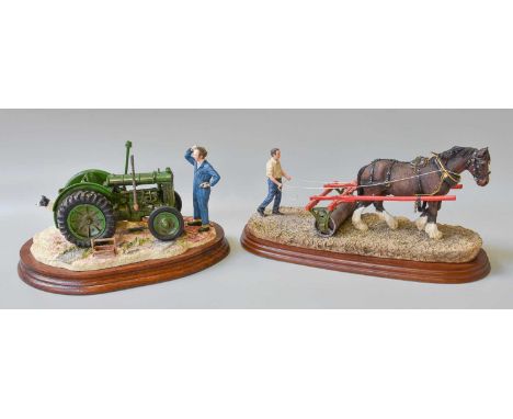 Border Fine Arts 'Won't Start' (Tractor, Farmer and Collie), model No. B0299 by Ray Ayres and 'Lightly Rolled', model No. A89