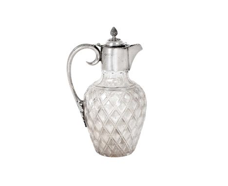 An Edward VII Silver-Mounted Cut-Glass Claret-Jug, by William Hutton and Sons Ltd., Sheffield, Circa 1905, the cut-glass body