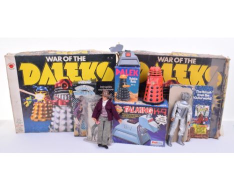 Doctor Who dolls, games and toys, late 1970s, Dennis Fischer, Harbett boxed for Spanish market Dr Who doll with hat, scarf an