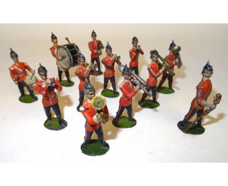 Britains set 27, Band of the Line FIRST VERSION, slotted arms (G, two not matching paint, two helmet spikes missing) 1896 (12
