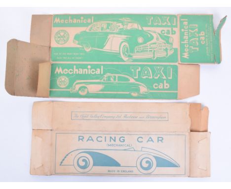 Marx (US) Taxi Cab and Chad Valley Racing Car boxes only, both good condition, some creases and minor tears, (2 items). 