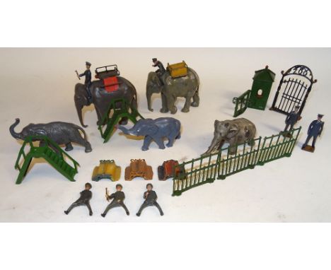 Elephants etc. five Elephants including Britains SECOND VERSION Indian Elephant with a copy by another maker, four Britains a