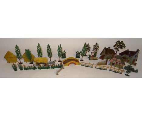 French made semi-flat Farm set various scales, in original box, with various additional semi-flat figures including some by M