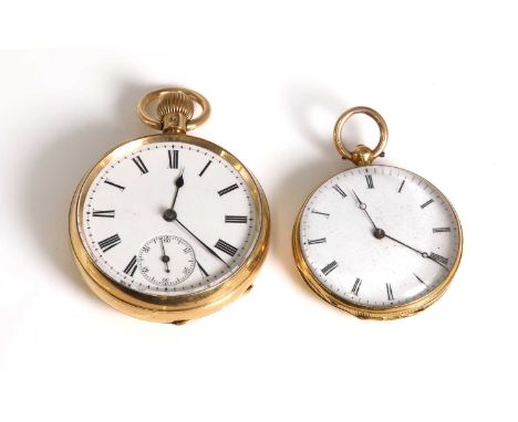 An 18ct gold top wind open faced pocket watch, by Ritchie &amp; Sons, Edinburgh,with a 38.6mm case. A white enamelled dial, b