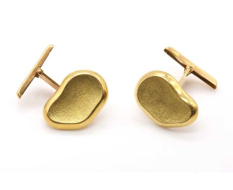 A pair of cloud form swivel cufflinks,probably Portuguese, with polished bevelled edges and concave textured centres. Tested 