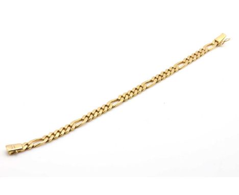 A Continental filed Figaro bracelet,with a concealed box clasp and figure of eight safety clasp. Marked 585, 14K. 190mm long,