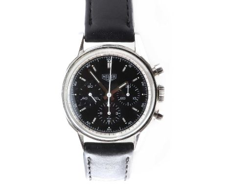 A gentlemen's stainless steel Tag Heuer 'Carrera' mechanical chronograph strap watch, c.2005,35mm diameter, with a black dial