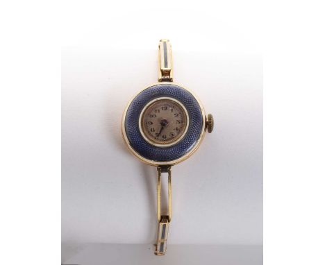 A ladies’ Edwardian Vertex mechanical bracelet watch,with a 21.20mm case. An inset dial with a guilloche enamel light grey an