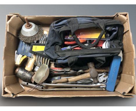 Hand tools and spanner set etc (one box) 