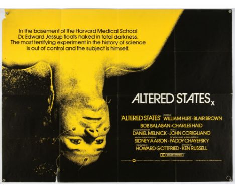 Altered States (1981), British Quad, 40 x 30 inches, folded Director Ken Russell Stars William Hurt, Blair Brown Condition Re