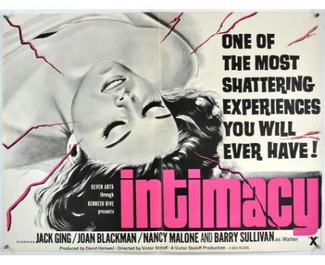 Intimacy (1966), British Quad, 40 x 30 inches, bi-folded Director Victor Stoloff Stars Jack Ging, Joan Blackman Provenance  T
