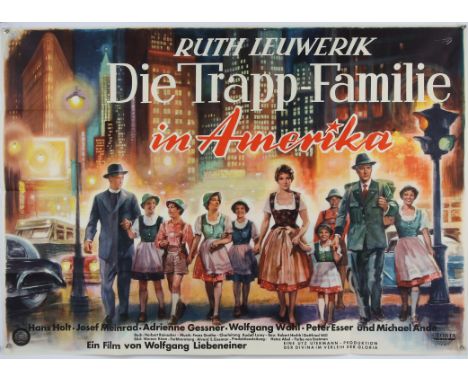 Die Trapp-Familie in Amerika (1958), German A0, 46.5 x 33 inches, folded  Director Wolfgang Liebeneiner Stars Ruth Leuwerik, 