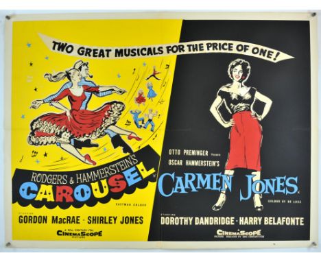 Carousel (1956), Carmen Jones (1954), Double Bill, British Quad, 40 x 30 inches, bi-folded Director Henry King, Otto Preminge