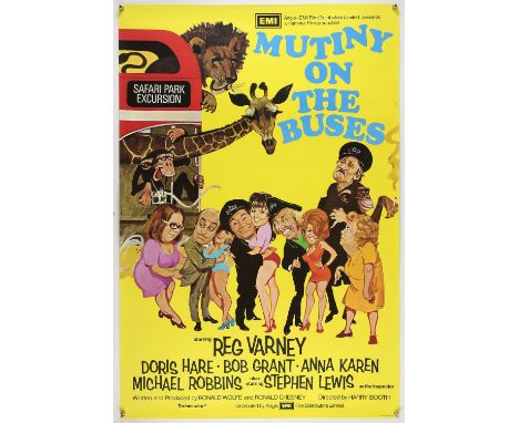Mutiny on the Buses (1972), British 1 Sheet, 40 x 27, rolled, printed by R.J. Wallman & co. Director Harry Booth Stars Reg Va