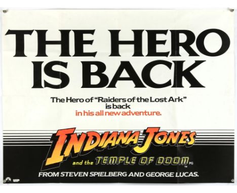 Indiana Jones and the Temple of Doom (1984), British Quad, advance teaser, 40 x 30 inches, folded Director Steven Spielberg S