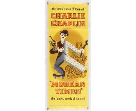 Modern Times (1936), US Insert, 1959 RR, 35.5 x 14 inches, was folded now rolled, NSS R59/226 Director Charles Chaplin Stars 
