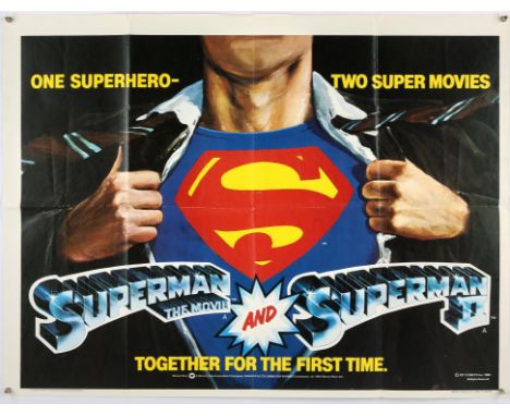Superman (1978) / Superman 2 (1980), British Quad, 40 x 30 inches, folded, DC, printed by W.E. Berry Director Richard Donner,