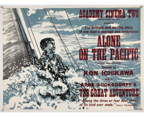 Alone On The Pacific (1963), British Quad, Double Bill, 40 x 30 inches, rolled, Academy Cinema London, Peter Strausfeld artwo