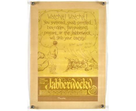 Jabberwocky (1977), 1 sheet concept poster artwork, flat, variant 3 (men laughing at standing man) for the Terry Gilliam film