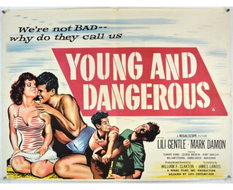 Young and Dangerous (1957), British Quad, 40 x 30 inches, bi-folded, printed by Stafford and Co Director William F. Claxton S