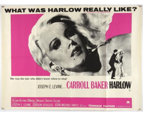 Harlow (1965), British Quad, 40 x 30, was folded now rolled  Director Gordon Douglas  Stars Carroll Baker, Red Buttons Condit