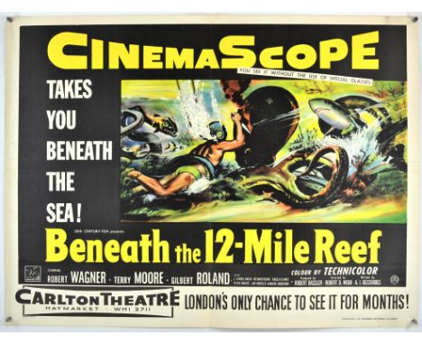 Beneath the 12-Mile Reef (1953), British Quad, 40 x 30 inches, bi-folded, printed by Stafford and Co Director Robert D. Webb 