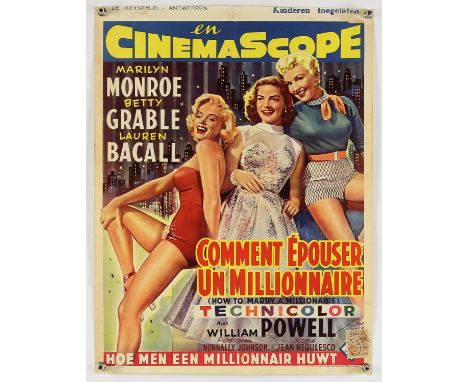 How To Marry A Millionaire (AKA Comment Espouser Un Millionnaire) (1953), Belgian, 19 x 14.5 inches, was folded now rolled  D