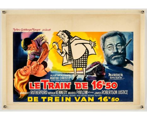 4:50 From Paddington (Le Train De 16h 50) (AKA Murder She Said) (1961), Belgian, 21 x 14.5 inches, linen backed, 22.5 x 15.5 