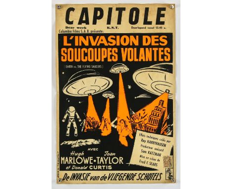 Earth Vs The Flying Saucers (1956), Belgian, 22 x 14.5 inches approx., folded, censor stamp lower right hand cornerDirector F