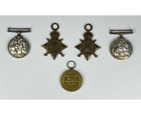 WWI THREE MEDAL GROUPS, Mons Star, Victory and War medal to 346283 H. Kemp ARMR. R.N, and Mons Star and War medal to 270875 A
