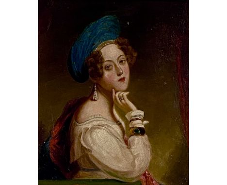 19TH CENTURY ENGLISH SCHOOL oil on board - half-length portrait of a young lady, unsigned, 28.5 x 23.5cmsProvenance: private 