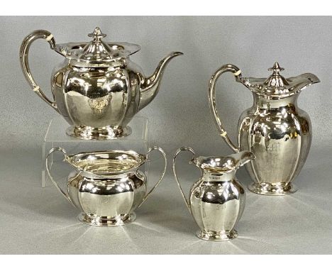 EDWARD VII SILVER FOUR-PIECE TEA SERVICE, oval form, monogrammed 'M', Atkin Brothers, Sheffield 1904-1907, approx. 51ozt gros